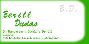 berill dudas business card